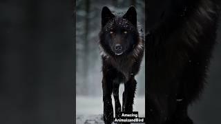 Majestic Snow Black Wolf Walking in the Wild | Rare Wolf Sighting in Snowy Wilderness