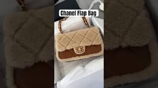 Chanel Flap Bag with Shearling Lambskin in Beige & Brown#bag #chanel#chanelbag#chanelflapbag#luxury