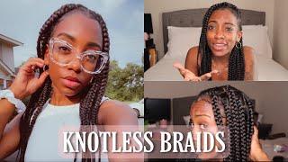 HOW TO DO KNOTLESS BRAIDS ON YOURSELF (Watch me work) | Shandricka Freeanna