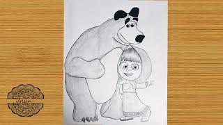 How to Draw Masha and The Bear - Step by Step || Very Easy Pencil sketch || Drawing Masha & The Bear