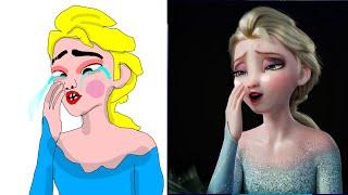 Frozen 2 Elsa funny Drawing memes - Try not To laugh