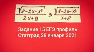 Статград математика 10 класс 28 января 2021. Тренировочная работа 3. Задание 15