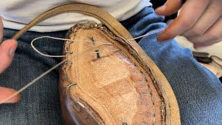 Resizing Old Shoes (Part 3 - Welting) - Traditional Bespoke Shoemaking