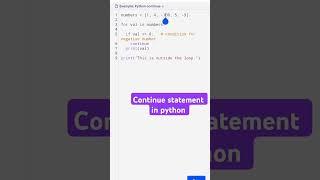 Continue statement in python @ctutorialbynaziasohail