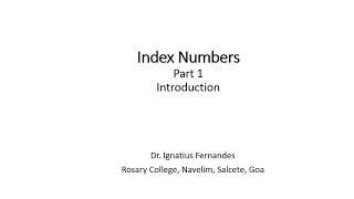 Index Numbers Part 1 Introduction