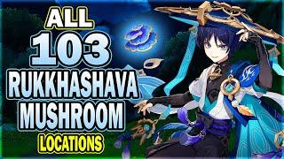 All 103 Rukkhashava Mushroom Locations - Efficient Farming Route | Genshin Impact