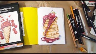 Рисую Маркерами Блины с джемом! Рисую Набором Sketchmarker Brush Basik Set 2!