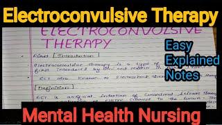 Notes Of Electroconvulsive Therapy (ECT) in Mental Health Nursing (Psychiatric) in Hindi.