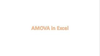 How to Calculate AMOVA in Excel using GenAlex