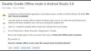 Disable Gradle Offline mode in Android Studio 3.6 - SOLVED -