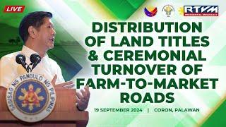 Distribution of Land Titles and Turnover of Farm-to-Market Roads 09/19/2024