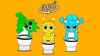 360° VR Sprunki Toilet Postures Part 2 Poop Animation