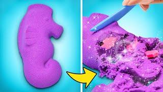 DIY Colorful Kinetic Sand ️ Make, Slice & Squash || Fun Crafts