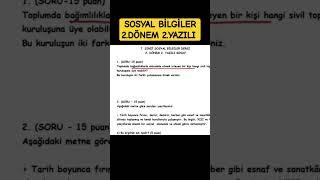 7.SINIF #yazılısınavsoruları #yazılıyahazırlık #yazılı SOSYAL 2.DÖNEM 2.YAZILI SORULARI