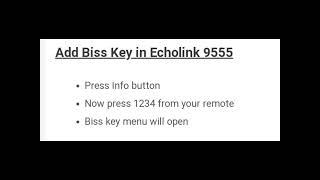 How to add biss key in Echolink receiver 9900 HD and Echolink 9555 and 220 HD | biss key code all