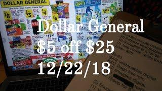 Dollar general $5 off $25 for 12/22/18