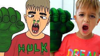 Vlad and Nikita Dress Up Superheroes and Help Mom funny Drawing Meme