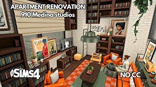 The Sims 4 Renovating 910 Medina Studios apartment | Backstory |  Stop motion build no cc