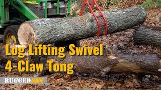 RuggedMade Log Lifting Swivel 4-Claw Tong with a 36" Jaw Lifts Massive Log