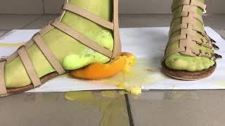 Exelent food crush barefoot in nylons!!! Inside, under heel, all what you like in one video!!!