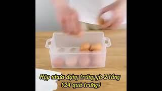 Hộp nhựa đựng trứng gà 2 tầng (24 quả trứng) | Trùm đồ gia dụng