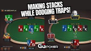 100 NL GG Live Play - Making Stacks While Dodging Traps!