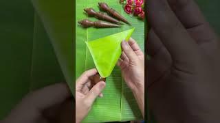 Banana leaf funnel making process