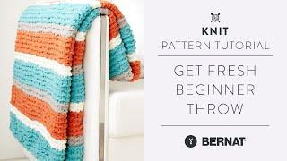 Beginner Knit Throw with Bernat Blanket Yarn