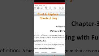 Shortcut key to find and replace