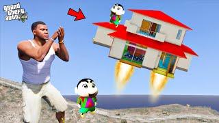 GTA 5 : FRANKLIN MADE SHINCHAN'S HOUSE INTO A FLYING HOUSE  WITH HELP OF MAGICAL PAINTING BOARD