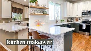 DIY KITCHEN MAKEOVER! Cabinet Painting, Square Tile Backsplash, Wallpaper 2022