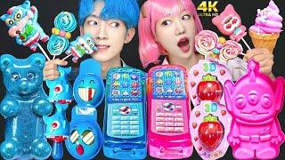 ASMR ICE CREAM PINK BLUE PARTY 다양한 블루 핑크 아이스크림 젤리 먹방 DESSERTS JELLY CANDY MUKBANG EATING SOUNDS 咀嚼音