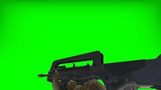 FPS view, Assault rifle FAMAS, green screen