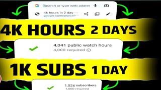 How to complete 4000 hours watch time and 1000 subscribers fast |