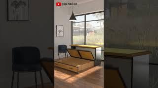 Multifunctional side cabinet folding bed furniture design #home #interiordesign #creativestyle