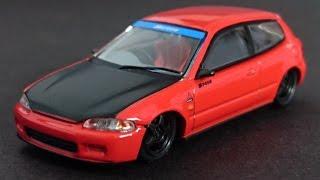 SPOON SPORTS Honda Civic EG6 Gr.A racing ( Red with carbon fibre bonnet ) diecast