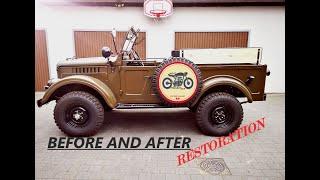 BEFORE AND AFTER RESTORATION OLD SOVIET JEEP GAZ 69