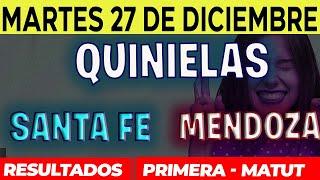 Quinielas Primera y matutina de Santa Fé y Mendoza, Martes 27 de Diciembre