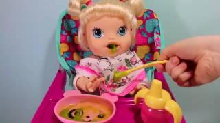 Куклы Пупсик кушает какает Беби Элайв Baby Alive на русском, меняем подгузник  Игрушки для девочек