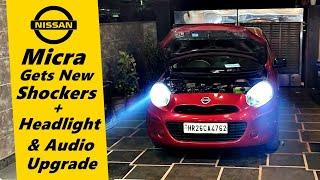 Nissan Micra Gets New Shockers + Headlight, Audio Upgrade & Some Other Mods!