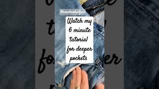 6 Minute Tutorial for Deeper Pockets is LIVE! #jeans #diy #sewing #fashion #pockets #sewhooked
