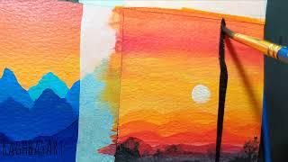 Acrylic sunset painting  Step by Step tutorial for Beginners! #acrylicpainting part 12