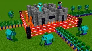 Minecraft NOOB vs PRO battle: ZOMBIE ATTACK THE SUPER BASE HOUSE!