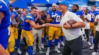 Jim Harbaugh Locker Room Victory Speech vs Raiders | LA Chargers