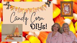 3 Easy Dollar Tree Fall Crafts: Candy Corn Shelfsitter, Swag & Busted Canvas!