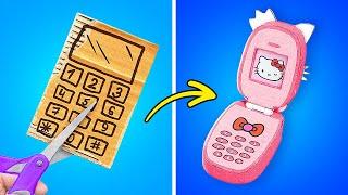 РОДИТЕЛИ СДЕЛАЛИ МНЕ ТЕЛЕФОН HELLO KITTY  || Крутые поделки из картона от 123 GO Like!