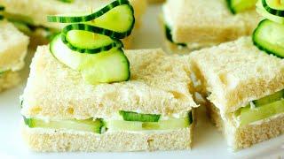 BEST Cucumber Tea Sandwiches  Yummy Cream Cheese Spread  Fancy Garnish 