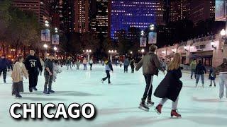 Chicago Millennium Park Ice Skating Rinks Opening Day  on Friday | November 15, 2024 | 4K