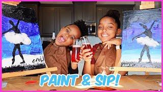 OUR FIRST PAINT & SIP! + ACRYLIC PAINTING TUTORIAL FOR BEGINNERS | YOSHIDOLL