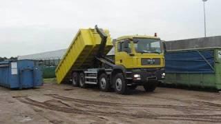 Hyvalift 40 Tons Hookloader on MAN TGA 8x4 lifting a heavy container